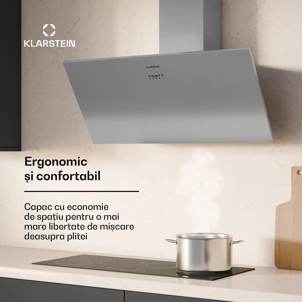 Silver Lining 90, hotă, 90 cm, 568 m³ / h, clasa de eficiență energetică A, oțel inoxidabil