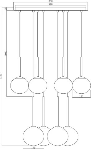 Ondaluce - Lustră suspendată pe cablu JEWEL 8xE14/10W/230V Ø 70 cm auriu/alb