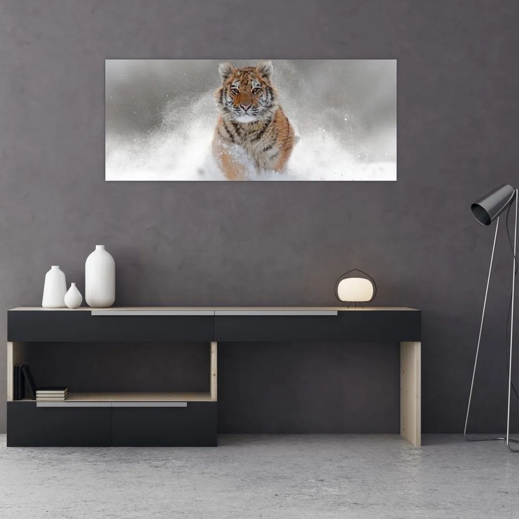 Tablou cutigru fugind prin zăpadă (120x50 cm)
