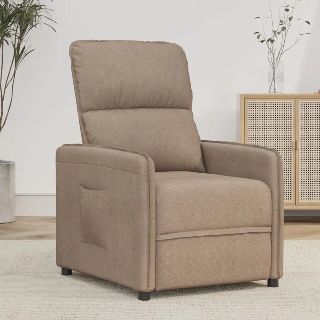 347969 vidaXL Fotoliu rabatabil, gri taupe, țesătură microfibră