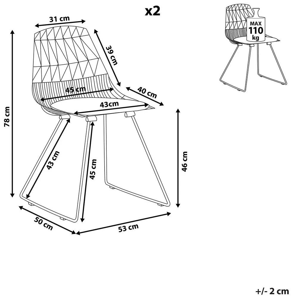 Set 2 buc. scaune pentru sufragerie Harlem (argint). 1009952