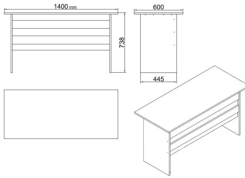 Set mobilier pentru birou Libepi 2 (stejar + negru) . 1094450