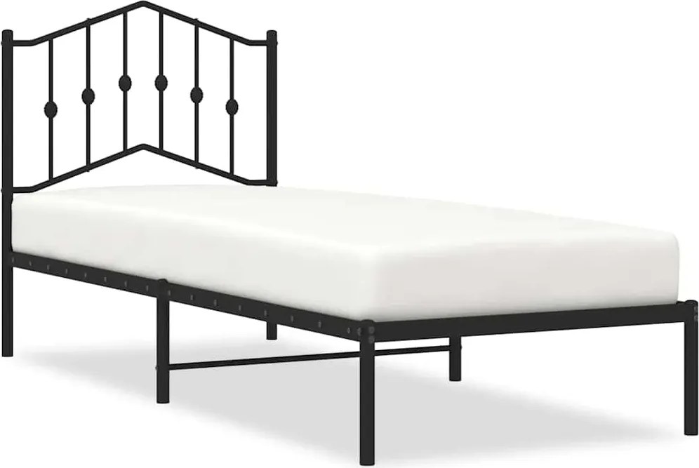 vidaXL Cadru pat metalic cu tăblie, negru, 90x200 cm