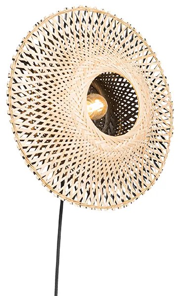 Lampă de perete orientală din bambus 35 cm cu priză - Rina