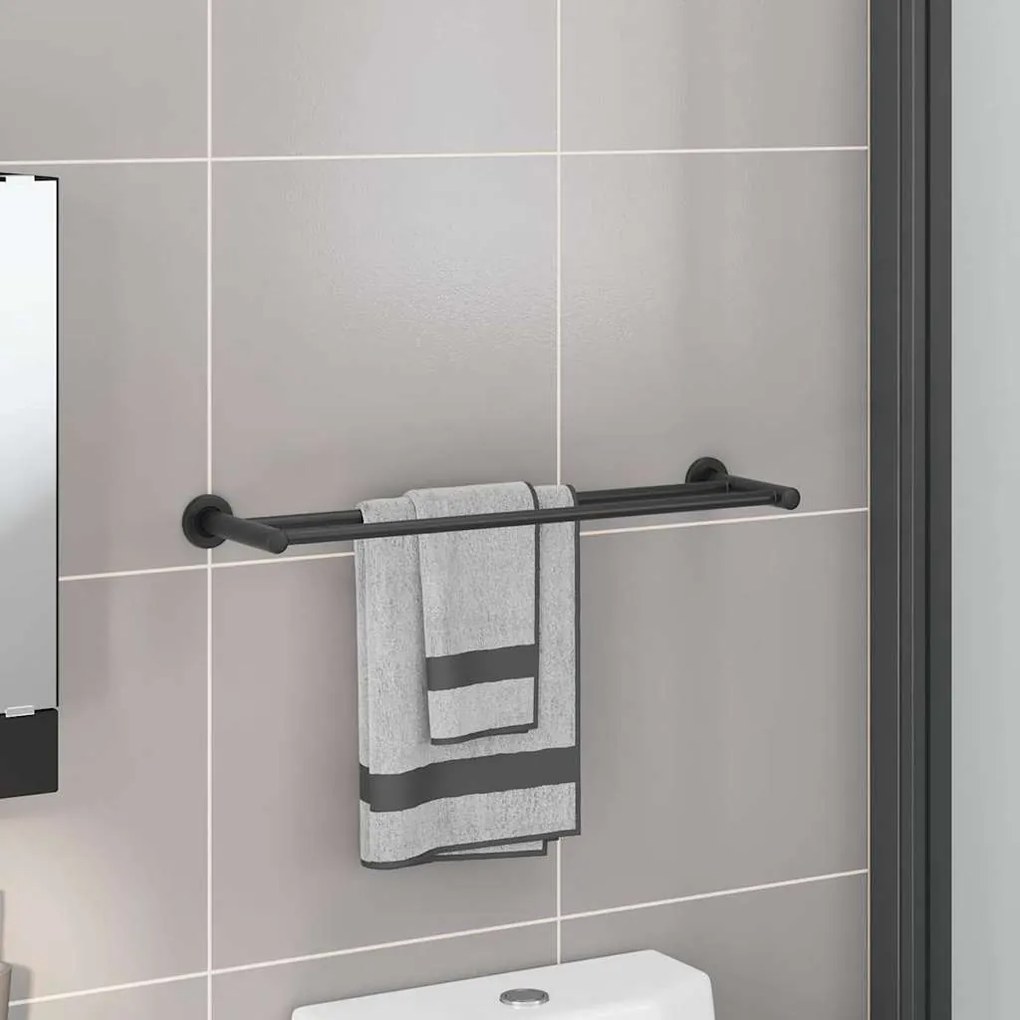 vidaXL Suport pentru prosoape Negru 61 x 14.5 x 5 cm Oțel inoxidabil
