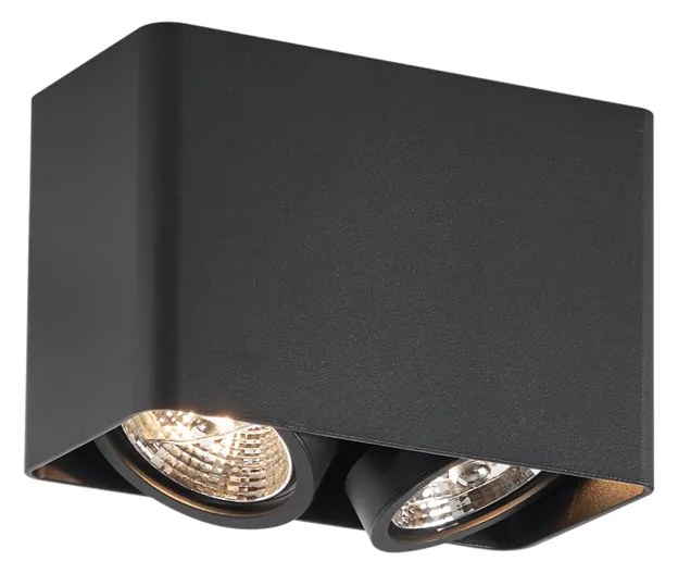 Spot de design negru, montat la suprafață, GU10 70mm, cu 2 lumini, rotativ și înclinabil - Vox