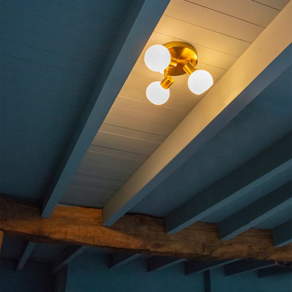 Spot de tavan auriu cu sticlă opală cu 3 lumini reglabile - Anouk
