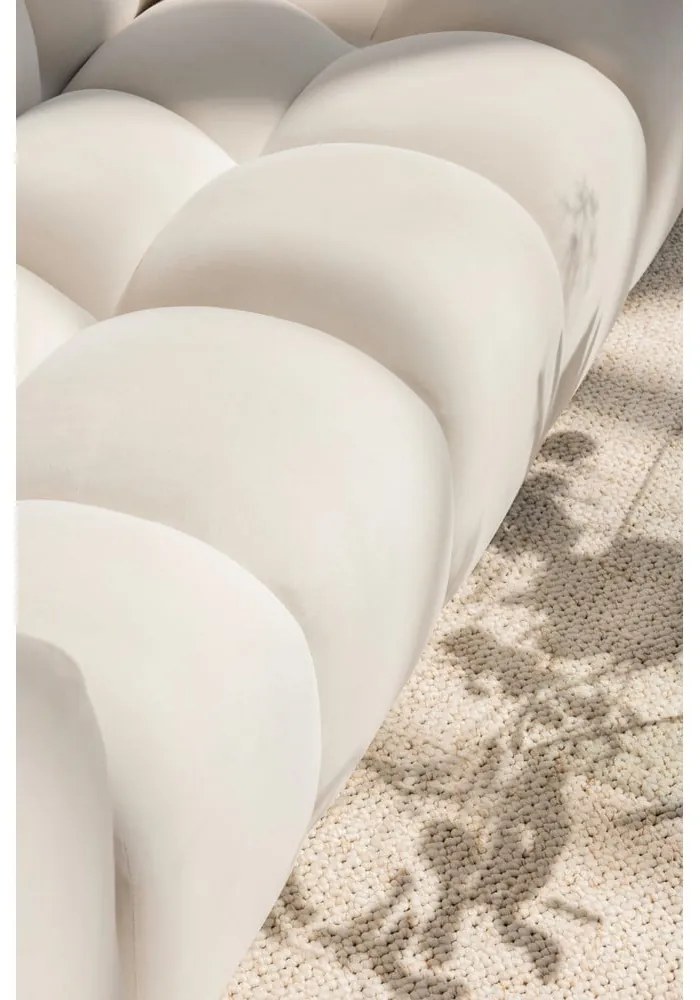 Canapea crem cu tapițerie din catifea 225 cm Cube – Bonami Selection