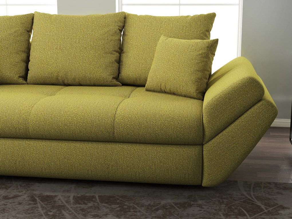 Canapea extensibilă dumonde cu ladă de depozitare si sezut confortabil din spuma high-density, Loana Enjoy Green 250x100 cm