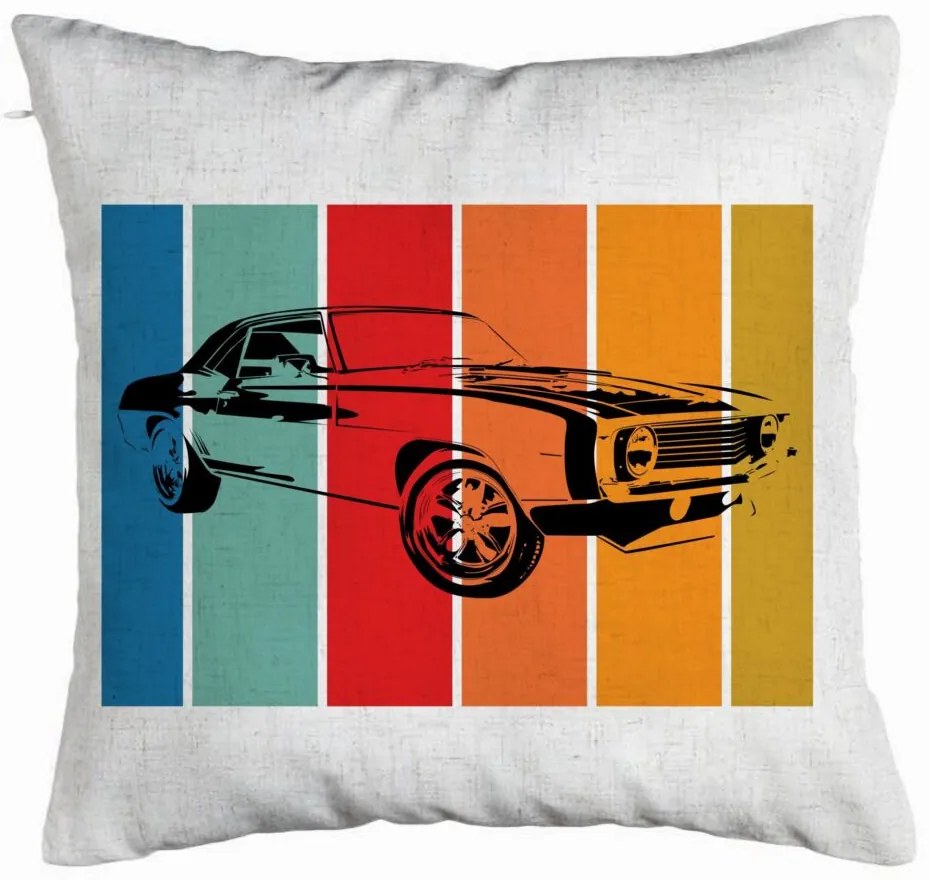 Perna Decorativa, Model Retro Car, 40x40 cm, Alb Murdar, Husa Detasabila, Burduf