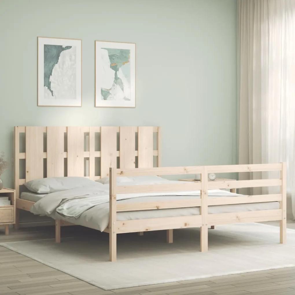 3194121 vidaXL Cadru de pat cu tăblie, king size, lemn masiv