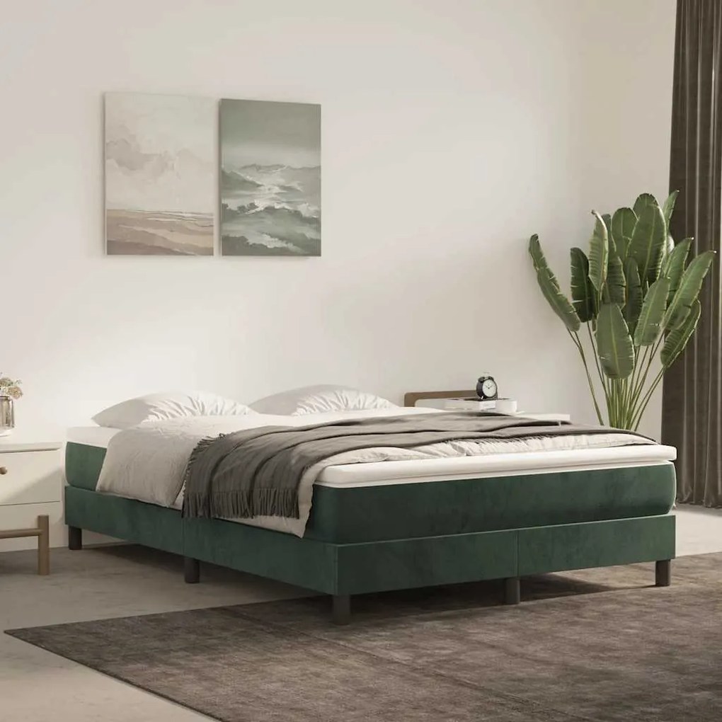 vidaXL Saltea de pat cu arcuri, verde închis, 120x210x20 cm, catifea