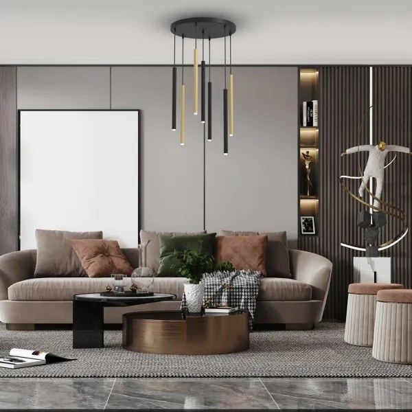 Lustră pe cablu MONZA 7xG9/8W/230V neagră/aurie