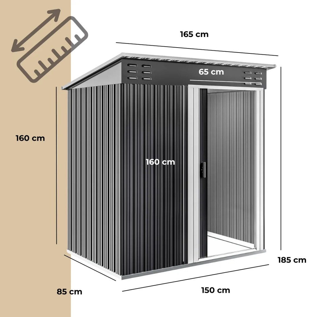 Căsuță pentru unelte de grădină M, 162x86x181cm, antracit Jurhan