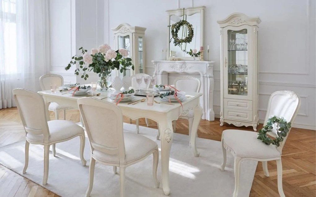 Masă lemn masiv Dining Extensibilă Paris 180/ Ecru, 240 × 100 × 80 cm