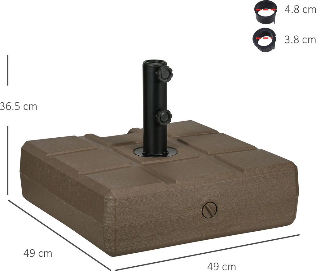 Outsunny Bază pentru Umbrelă de Grădină cu Mâner Încorporat și Duză Laterală, 49x49x36.5 cm, Maro | Aosom Romania