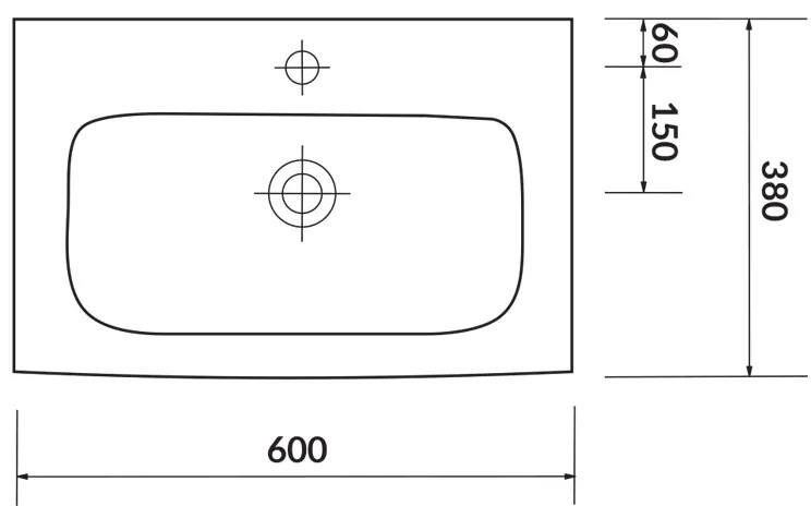 Lavoar slim pentru mobilier, Cersanit, Moduo, 60 x 38 cm, alb