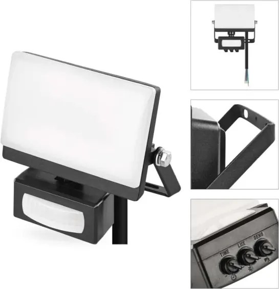 Proiector LED cu senzor de mișcare TAMBO EVO LED/10W/230V 4000K IP44 negru