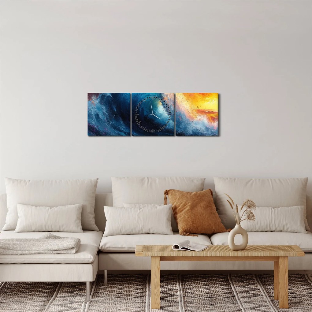 Tablou - Val în apus de soare (cu ceas) (90x30 cm)