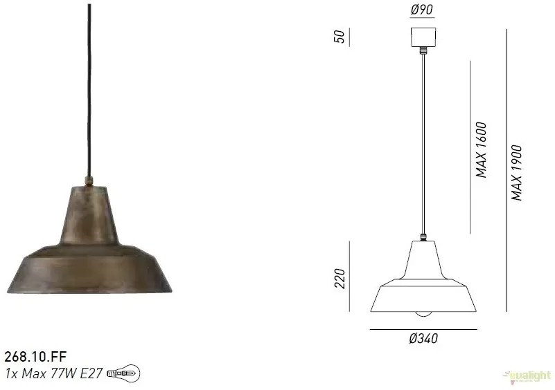 Pendul design minimalist Industrial Style, diam.34cm, Officina 268.10.FF