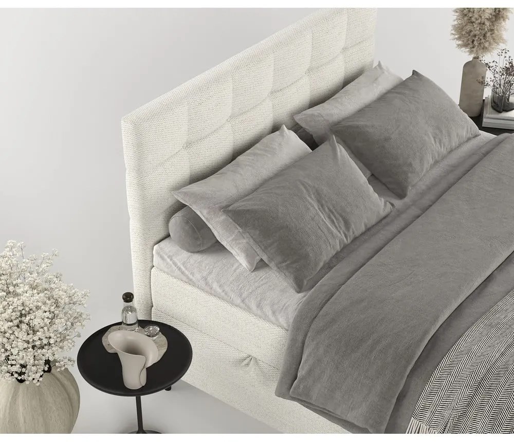 Pat boxspring crem cu spațiu de depozitare 180x200 cm Urbaneo – Maison de Rêve