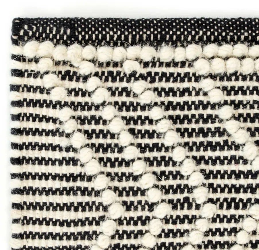Covor lana tesut manual, negru alb, 140 x 200 cm 140x200 cm