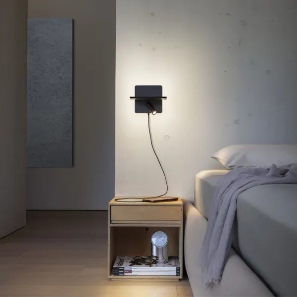 Ideal Lux - Aplica spot de perete PIANO LED/10W/230V CRI 90 USB negru