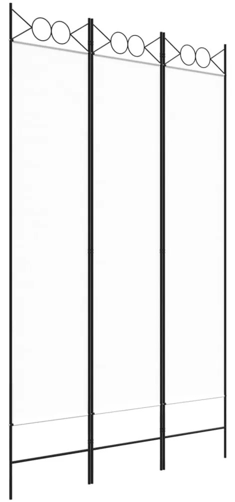 350146 vidaXL Paravan de cameră cu 3 panouri, alb, 120x200 cm, textil