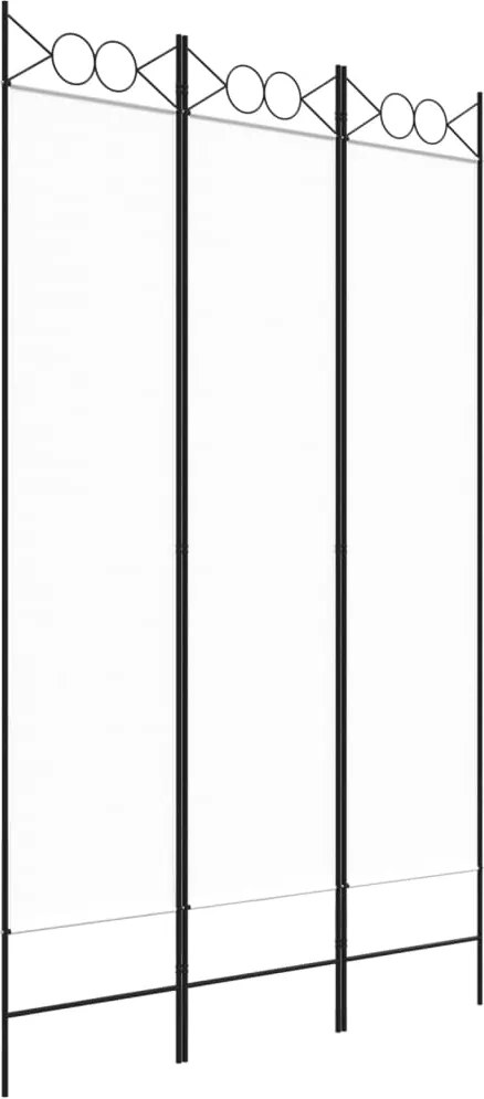 vidaXL Paravan de cameră cu 3 panouri, alb, 120x200 cm, textil