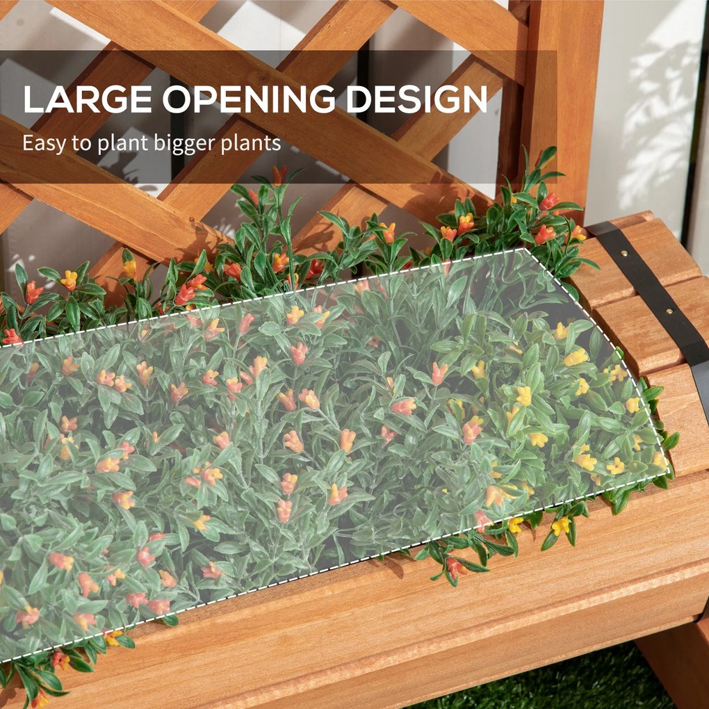 Jardiniera cu 3 ghivece Outsunny, forma de butoi, lemn de brad maro, 45x35x150cm | Aosom RO
