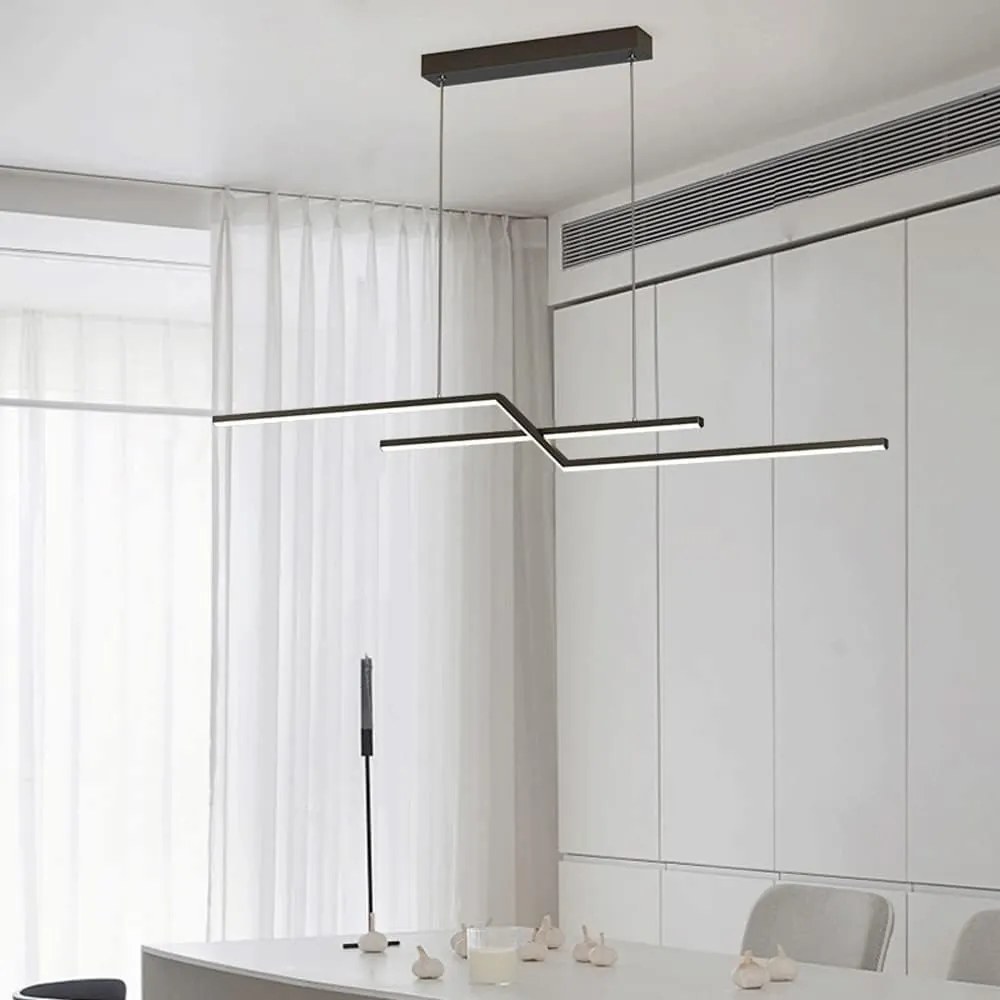 Lustră LED Elegantă cu Telecomandă WiFi 2.4G, Lumină Reglabilă Rece/Calda/Neutră, 120cm, Iluminare Premium și Stil Contemporan DM-G4125 Negru
