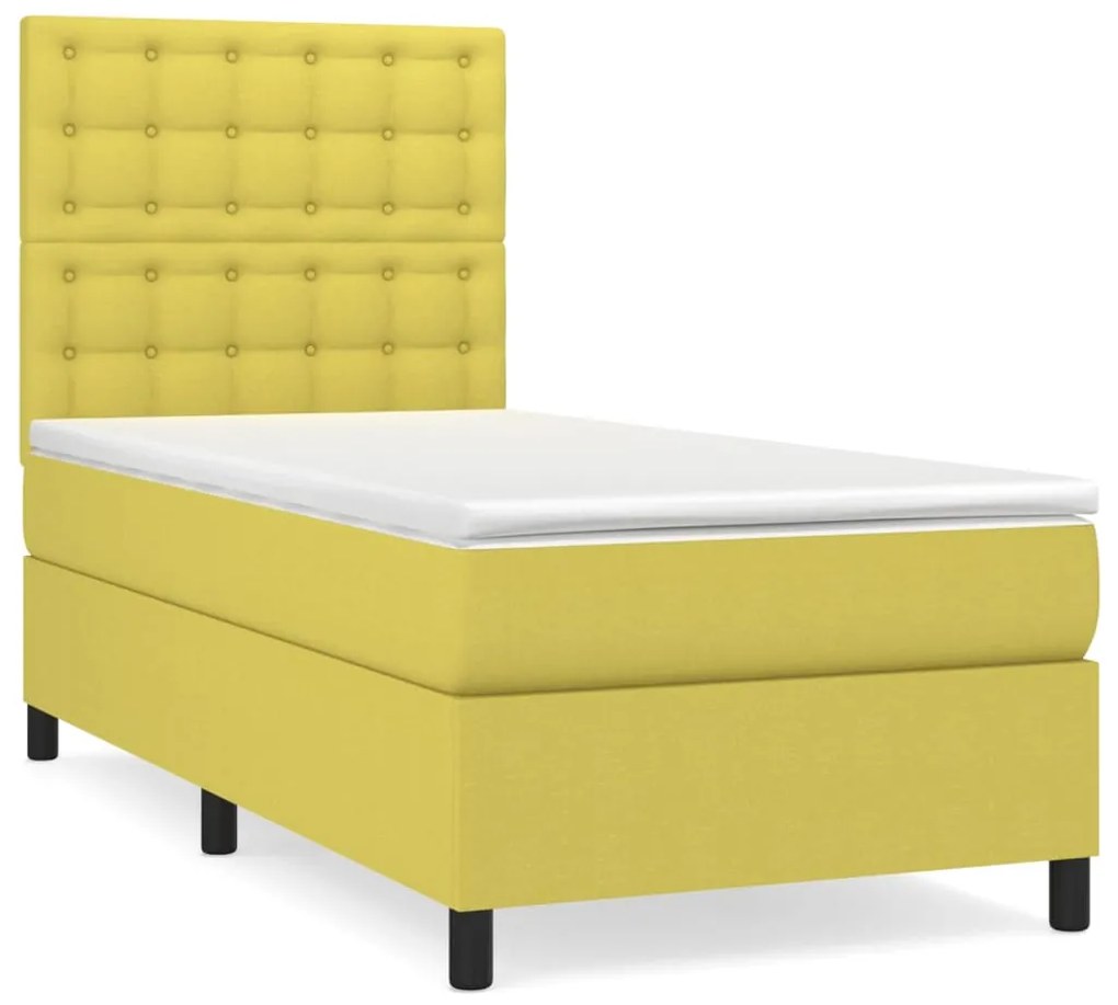 3142056 vidaXL Pat box spring cu saltea, verde, 80x200 cm, textil