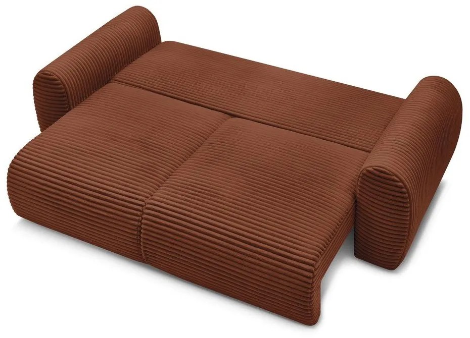 Canapea cărămizie extensibilă cu tapițerie din catifea reiată 257 cm Lucien – Bobochic Paris