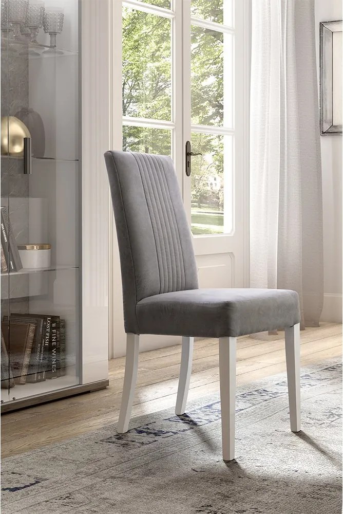 Set lemn masiv masă și scaune Mara White - 8 scaune, 250 × 115 × 76 cm