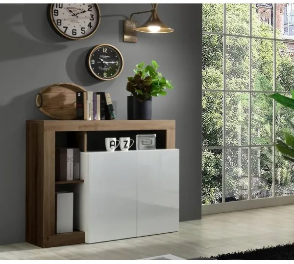 Comodă LENOR albă/stejar