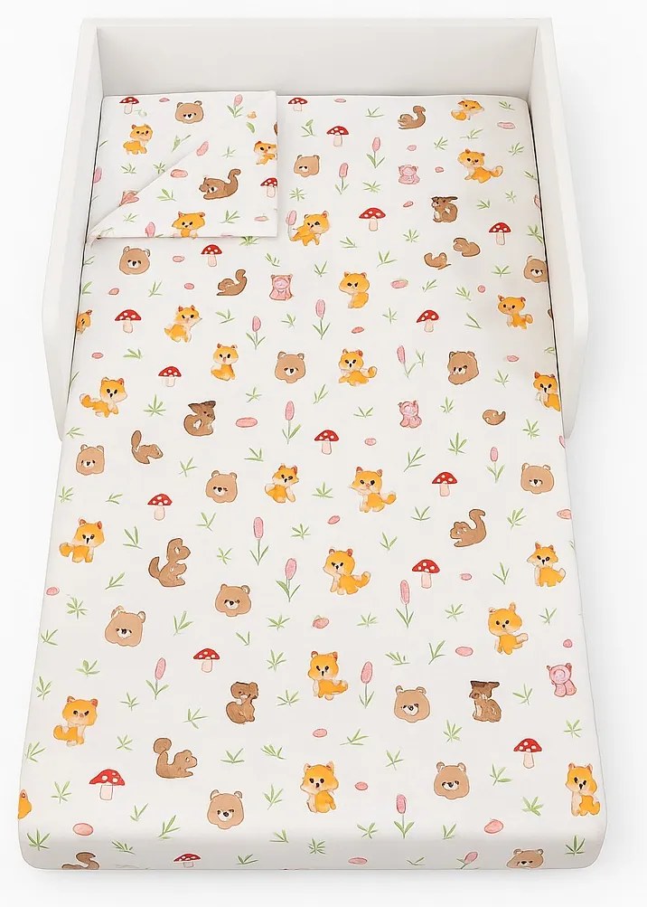 Lenjerie pat copii 2-8 ani in 3 piese Forest pentru saltele 140x70cm