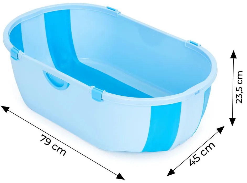 Cada pentru copii cu scurgere pliabilă albastru