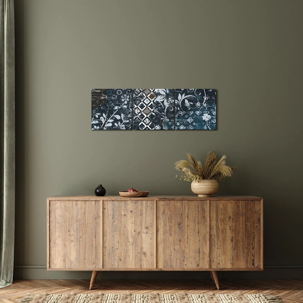 Tablou - Decorațiuni flori (cu ceas) (90x30 cm)