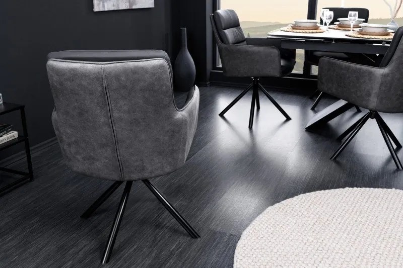 Set 2 scaune pivotante Big George, microfibra/ piele antracit