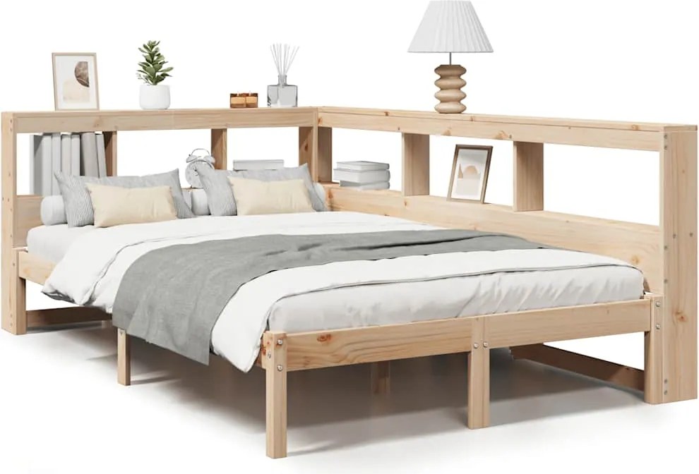 vidaXL Cadru de pat fără saltea, alb, 120x200 cm, lemn masiv pin