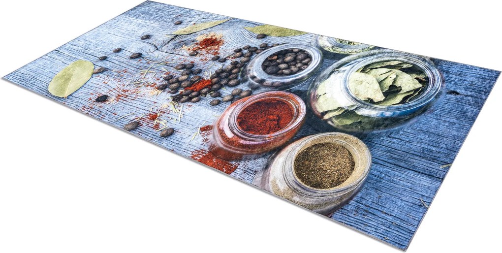 ANDRE 33550 covor lavabil condimente bucatarie, anti-alunecare - albastru / verde