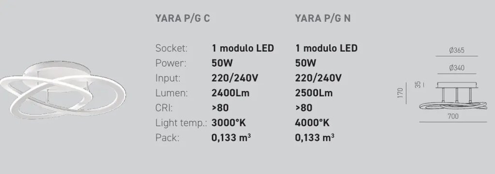 Lustra LED aplicata diametru 70cm YARA 3000K sau 4000K