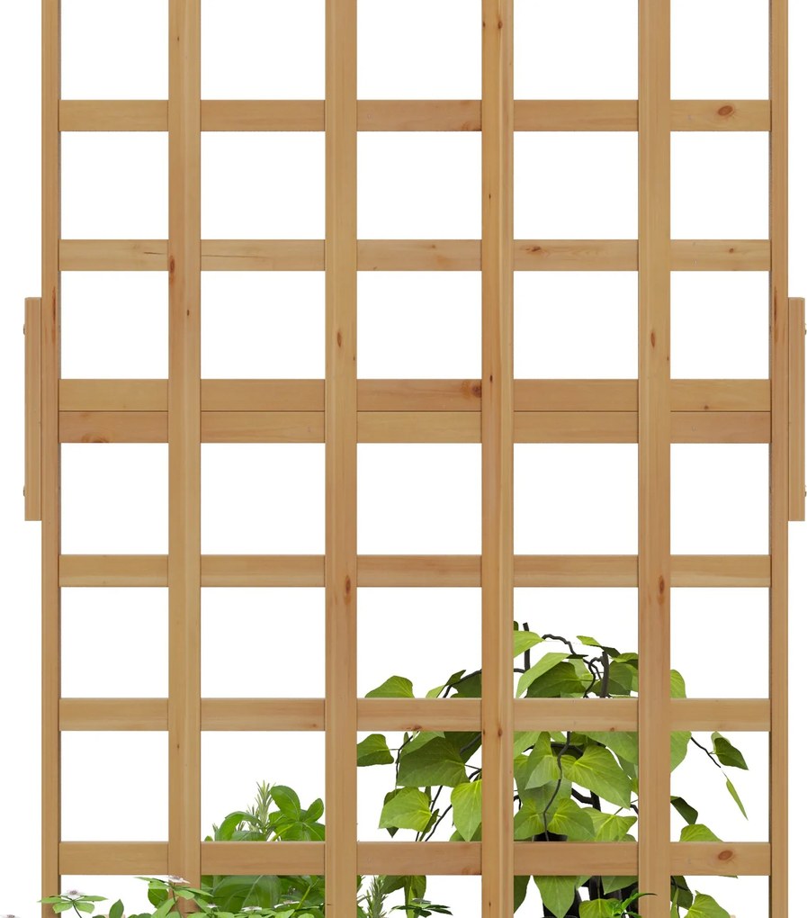 Outsunny Jardinieră cu spalier, ghiveci din lemn pentru plante cățărătoare, legume, 100 x 60 x 150 cm, natural | Aosom Romania