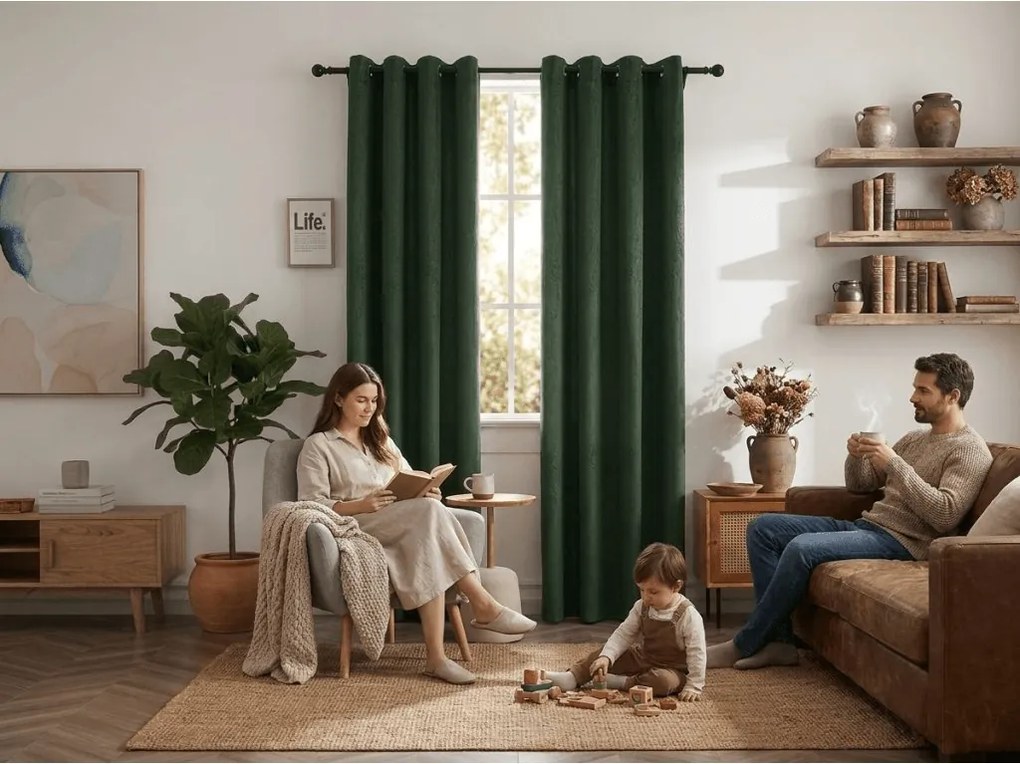 Perdea opaca DUNES VELVET 140x250 cm, verde inchis Agatat: Rejansa