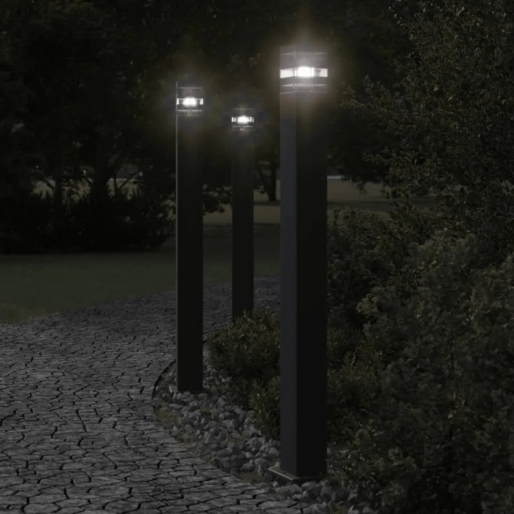 vidaXL Lampă de podea de exterior, negru, 110 cm, aluminiu