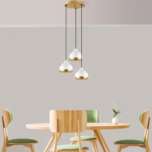 Candelabru suspendat pe cablu YILDO 3xE27/40W/230V alb/auriu