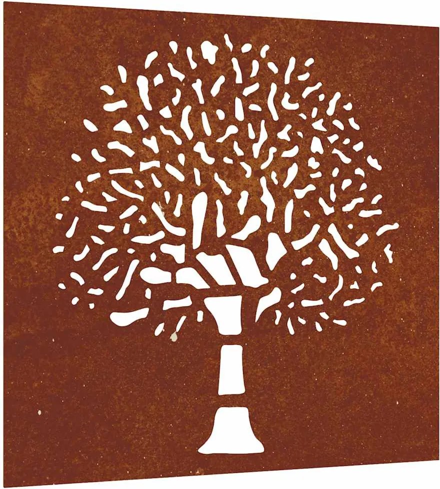 vidaXL Decor perete de grădină 55x55 cm design copac oțel Corten