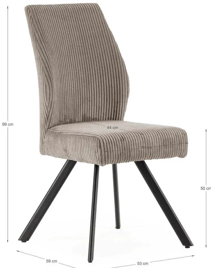 Scaune de dining gri-deschis 2 buc. din catifea reiată Anibal – Marckeric