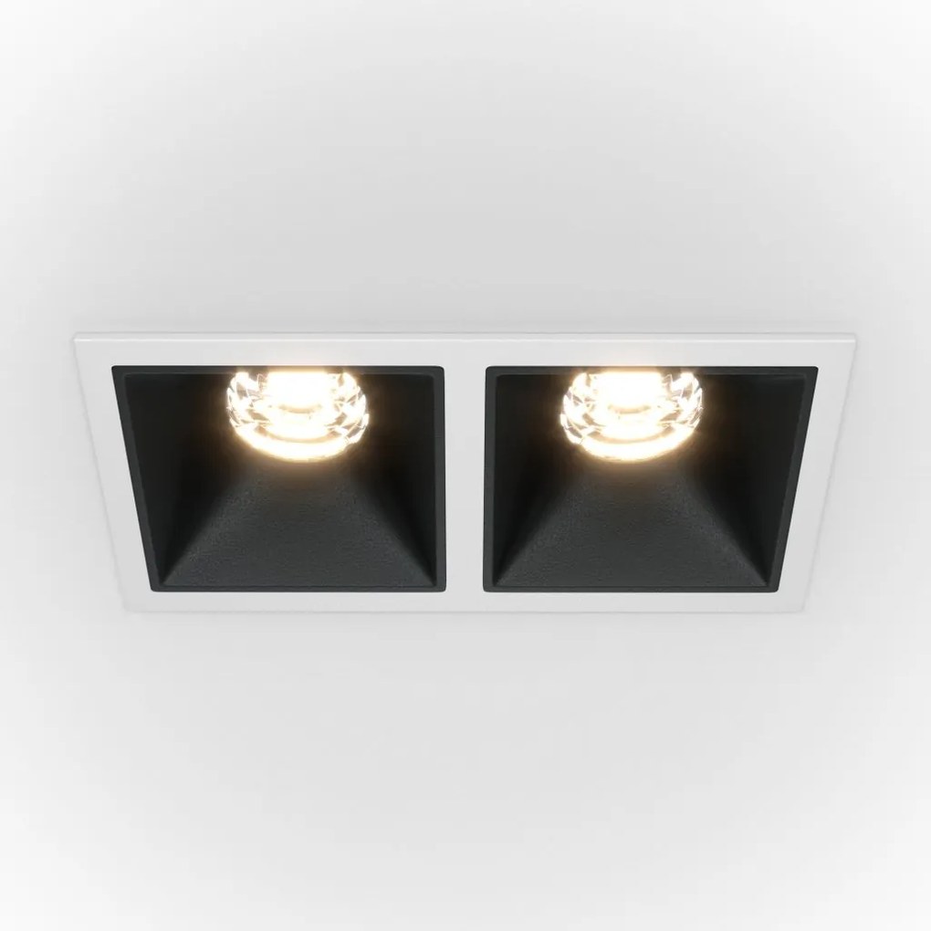 Spot LED incastrabil dimabil cu 2 surse de iluminat Alpha alb, negru 3000K