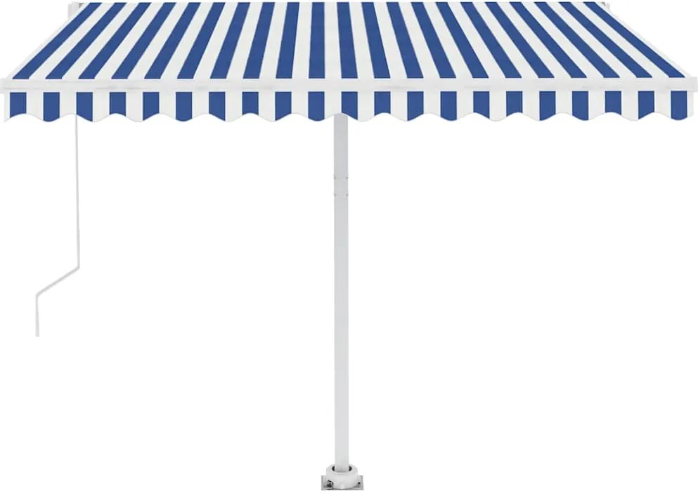 vidaXL Copertină autonomă retractabilă automat albastru&alb 300x250 cm